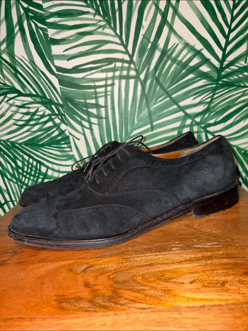 Salvatore Ferragamo Blue Suede Wingtip Shoes Men’s 12 D